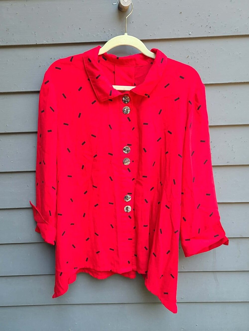 Fridaze Red Black Linen Top size Large